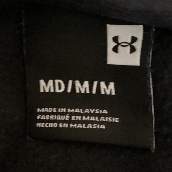 Under Armour Black w/ White Logo Graphic Hoodie Pullover Sweatshirt Mens M 249L - Picture 6 of 8